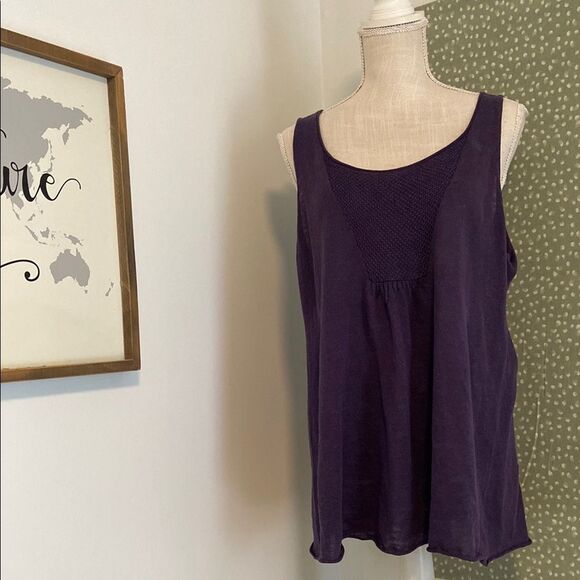 Eileen Fisher Purple 100% Linen Lightweight Woven Sleeveless Blouse Size Large - Picture 1 of 9